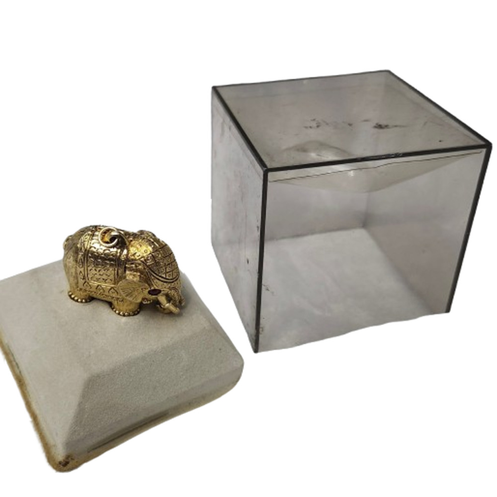 Vtg 1960s 70s Max Factor  Tiny Tusker Elephant  Perfume Solid Pendant in Box